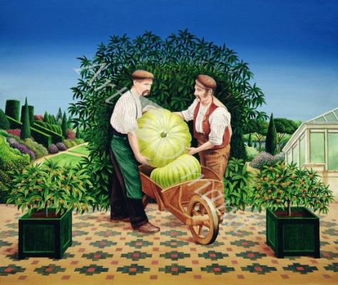 láminas y lienzos de  Gardeners, 1990 (acrylic on board)