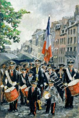 láminas y lienzos de  Town Hall Band,  14th July, Honfleur, France, 1997