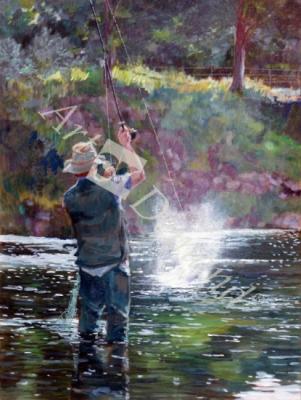 láminas y lienzos de  Fly Fishing (oil on canvas)