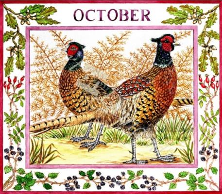láminas y lienzos de  October (w/c on paper)