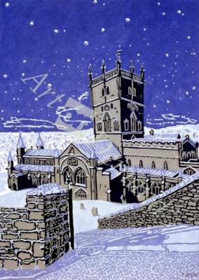 láminas y lienzos de  St. David s Cathedral in the Snow, 1996 (gouache on pape