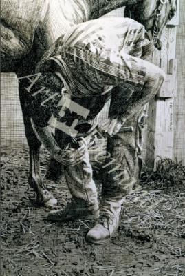 láminas y lienzos de  Farrier, Saratoga, 1998 (pen & ink on paper)