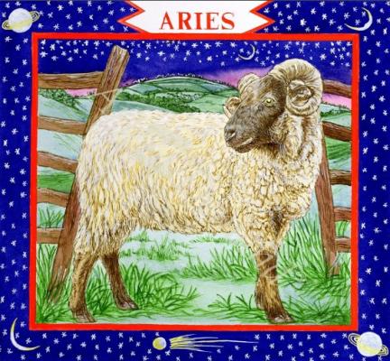 láminas y lienzos de  Aries (w/c on paper)