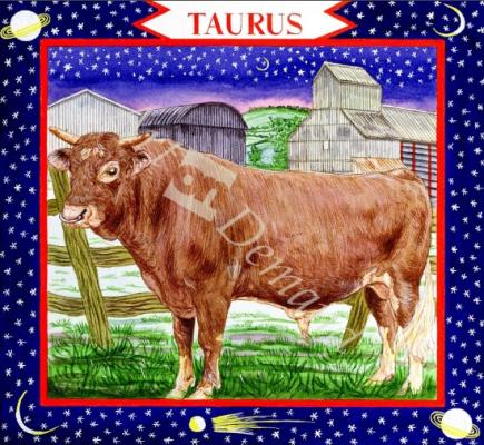 láminas y lienzos de  Taurus (w/c on paper)