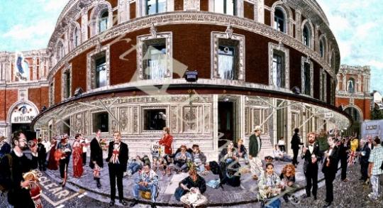láminas y lienzos de  Promenaders at The Last Night, Royal Albert Hall (oil on