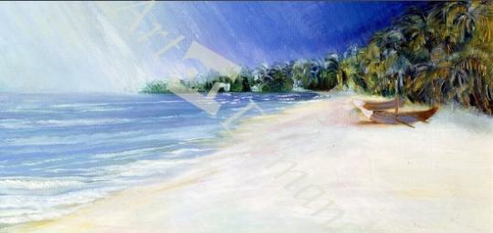 láminas y lienzos de  Coco Beach, Goa, India, 1997 (oil on board)
