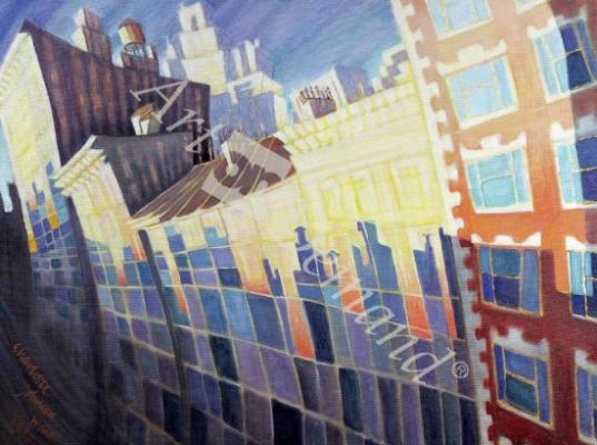 láminas y lienzos de  Sunset, Waverly Place, New York City, 1995 (oil on canva