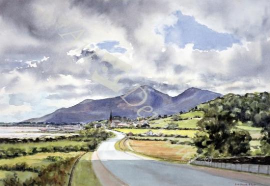 láminas y lienzos de  The Mountains of Mourne from near Dundrum (watercolour o