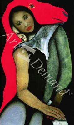 láminas y lienzos de  Man/Woman and a Red Horse, 1999 (pastel on paper)
