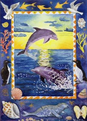 láminas y lienzos de  Dolphin, 1999 (w/c on paper)