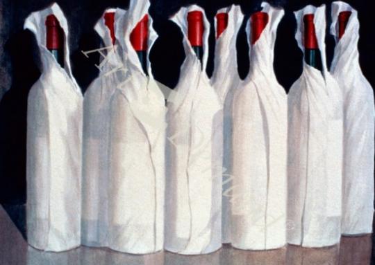 láminas y lienzos de  Wrapped Wine Bottles, Number 1, 1995 (acrylic on paper)