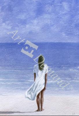 láminas y lienzos de  Girl on the Beach, 1992 (acrylic on paper)