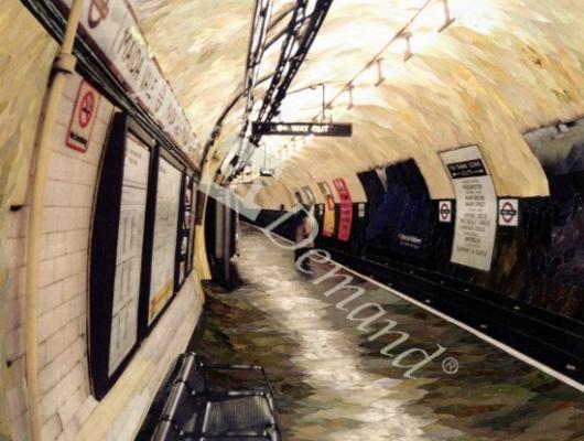 láminas y lienzos de  Waiting for a Train Going South, 1998 (paper mosaic coll