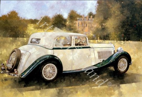 láminas y lienzos de  The Green and White Bentley at Althorp (oil on canvas)