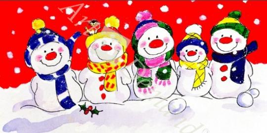 láminas y lienzos de  Snow Family (w/c and ink on paper)