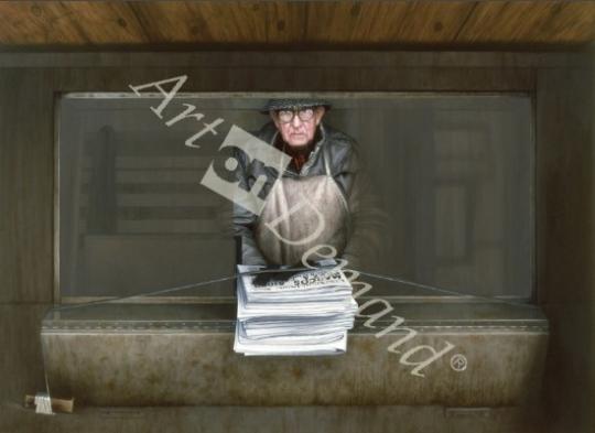 láminas y lienzos de  News Vendor, 1986 (oil on panel)