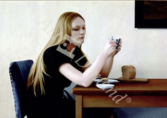 láminas y lienzos de  Girl at Table, 1982 (oil on panel)