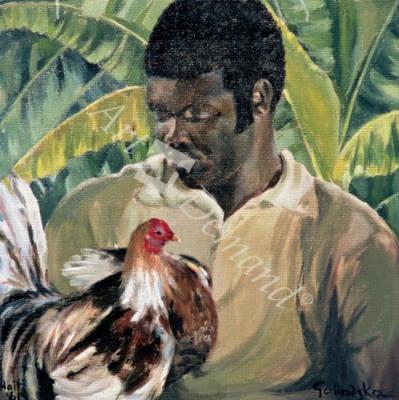 láminas y lienzos de  Abel with Fighting Cock, 1961 (oil on canvas)