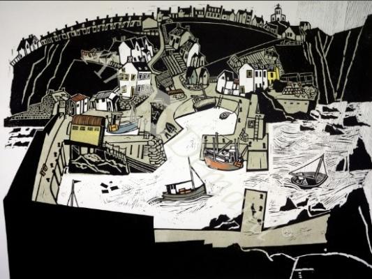 láminas y lienzos de  Seagull s View over St. Abbs, 1986 (lino print)