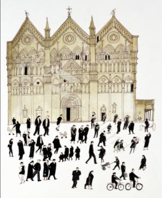 láminas y lienzos de  Day Out, Ferrara, 1998 (conte and ink on paper)