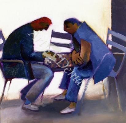láminas y lienzos de  Chess Players (oil on board)
