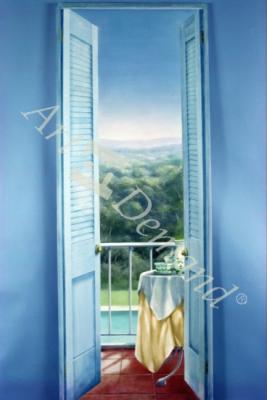 láminas y lienzos de Breakfast on the Terrace, Sainte Maxime, 1984 (oil on ca