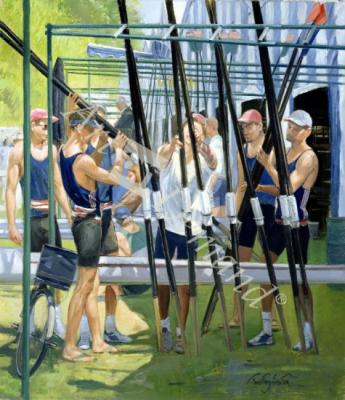 láminas y lienzos de  Collecting Oars (oil on canvas)