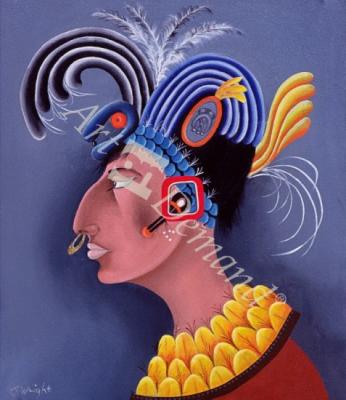 láminas y lienzos de  Fantasia de los Mayas, 1999 (oil on canvas)