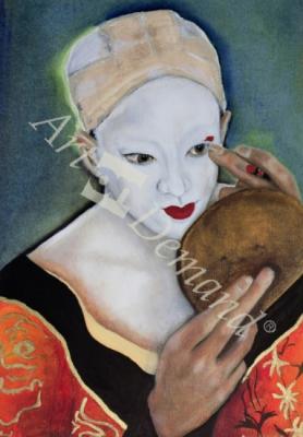 láminas y lienzos de  Kabuki, Tamasaburo as Izayoi (oil on canvas)