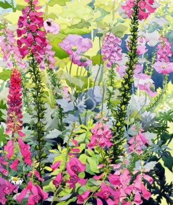 láminas y lienzos de  Garden with Foxgloves (w/c on paper)
