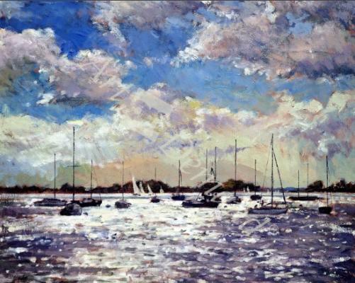 láminas y lienzos de  Evening Light, Gulf of Morbihan, 2002 (oil on canvas)