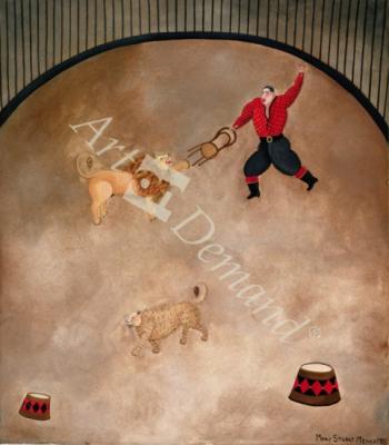 láminas y lienzos de  In the Lions  Cage, 1980 (gouache on paper)