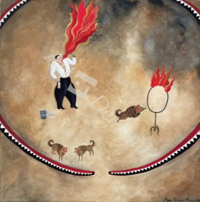 láminas y lienzos de  Fire Eater, 1980 (gouache on paper)
