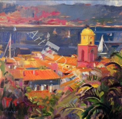 láminas y lienzos de St Tropez Sailing, 2002 (oil on canvas)