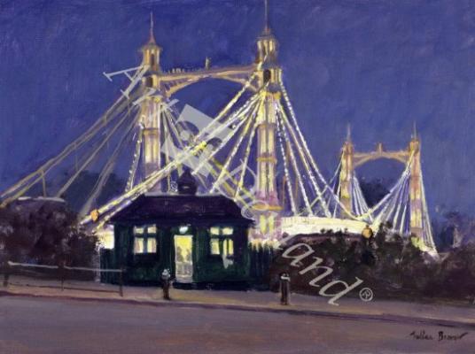 láminas y lienzos de Albert Bridge - Night (oil on canvas)