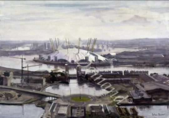 láminas y lienzos de The Millennium Dome from Canary Wharf (oil on canvas)