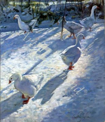 láminas y lienzos de Exploring the Slope (oil on canvas)