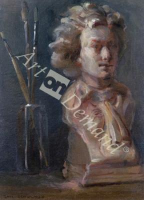 láminas y lienzos de Bust of Beethoven (1770-1827) with Paint Brushes (oil on