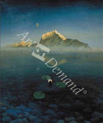 láminas y lienzos de Mountain over Lake (oil on canvas)