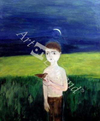 láminas y lienzos de  Boy with Bird, 2002 (acrylic on canvas)
