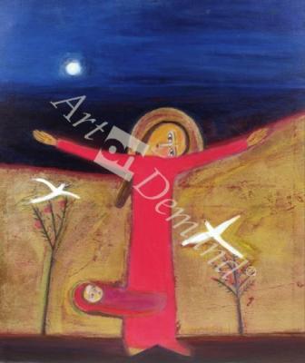 láminas y lienzos de  Mother and Child with Doves, 2002 (acrylic on canvas)