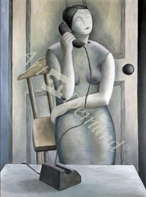 láminas y lienzos de  Woman on Phone, 1995 (oil on board)