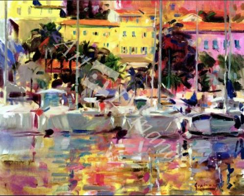 láminas y lienzos de  Golden Harbour Vista (oil on canvas)