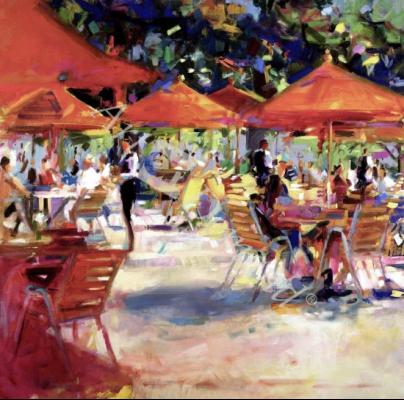 láminas y lienzos de  Le Cafe du Jardin (oil on canvas)