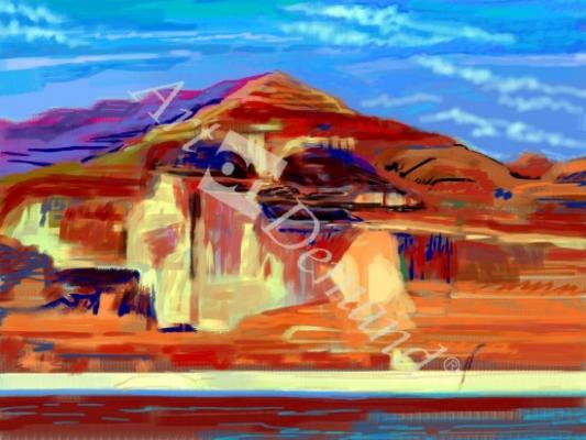 láminas y lienzos de  Painted Cliffs, Lake Powell (computer art)