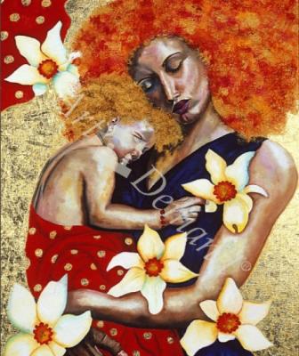láminas y lienzos de  Mother and Child, 2003 (oil with gold leaf on board)