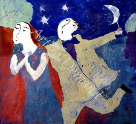 láminas y lienzos de Moon on a Stick, 2004 (oil on board)