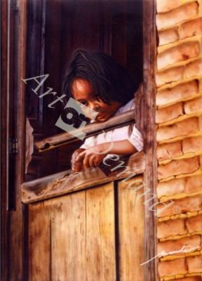 láminas y lienzos de  niña ventana2