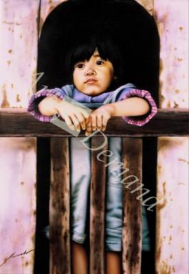 láminas y lienzos de  niña ventana