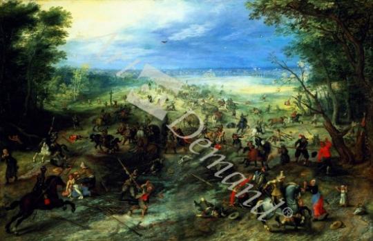 láminas y lienzos de  Raid on a caravan of wagons, 1612